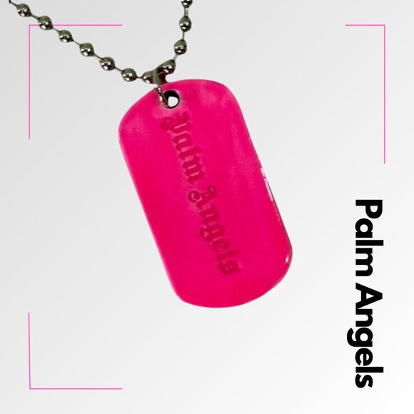 Palm Angels Jewelry - PALM ANGELS Women's Logo-engraved Dog Tag Brass Necklace in Fuscia